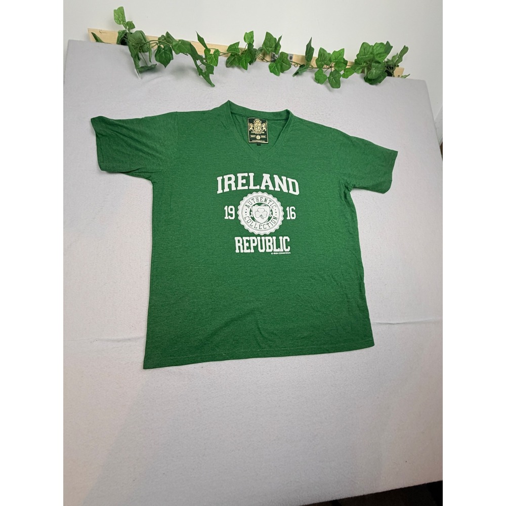 Irish Connexxion Dublin Ireland Republic 1916 Green V-Neck T-Shirt Mens XL